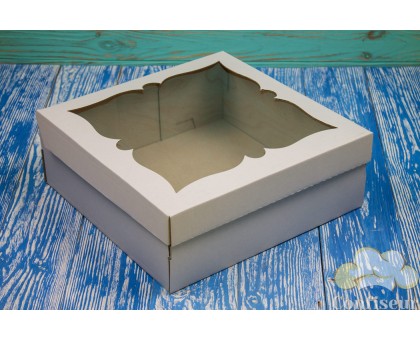 Коробка для торта 300*300*110 біла з вікном