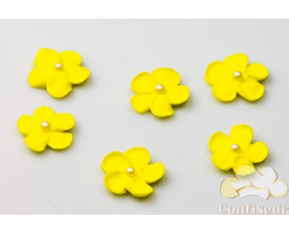 Цукрові квіти "Квітка з перлиною жовта 2 см" 24 шт/уп