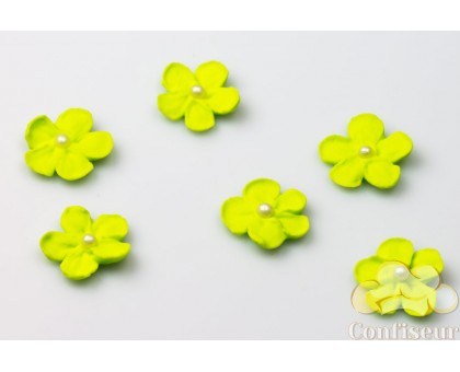 Цукрові квіти "Квітка з перлиною салатова 2 см" 24 шт/уп
