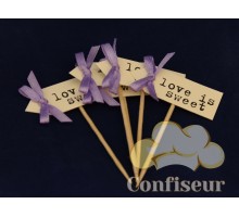 Флажок Love is Sweet 10шт (пурпурный)