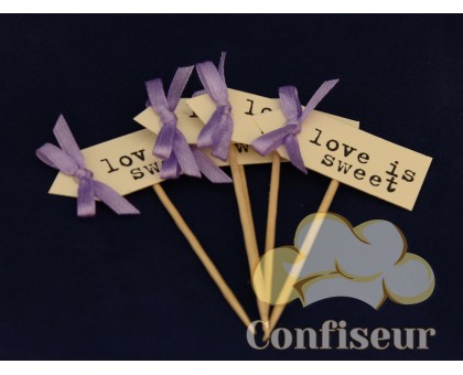 Флажок Love is Sweet 10шт (пурпурный)