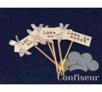 Флажок Love is Sweet 10шт (белый)
