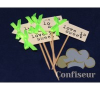Флажок Love is Sweet 10шт (салатовый)