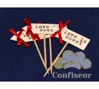 Флажок Love is Sweet 10шт (красный)