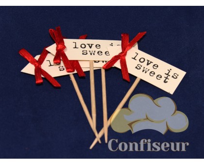 Флажок Love is Sweet 10шт (красный)