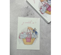 Листівка Кошик з квітами з любов*ю 7*10см