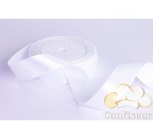 Satin ribbon 25 mm, single-sided, color - White