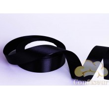 Satin ribbon 25 mm, single-sided, color - Black