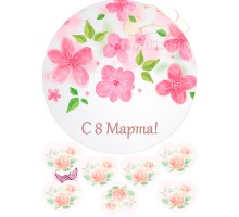 Вафельная картинка "8 Марта" - 1