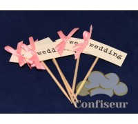 Флажок Wedding 10шт (розовый)