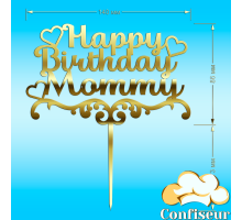 Топпер "Happy Birthday, Momy"-1 (золотий акрил)