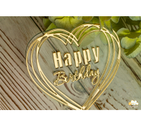 Топпер "Happy Birthday" №44 (прозорий та золотий акрил)